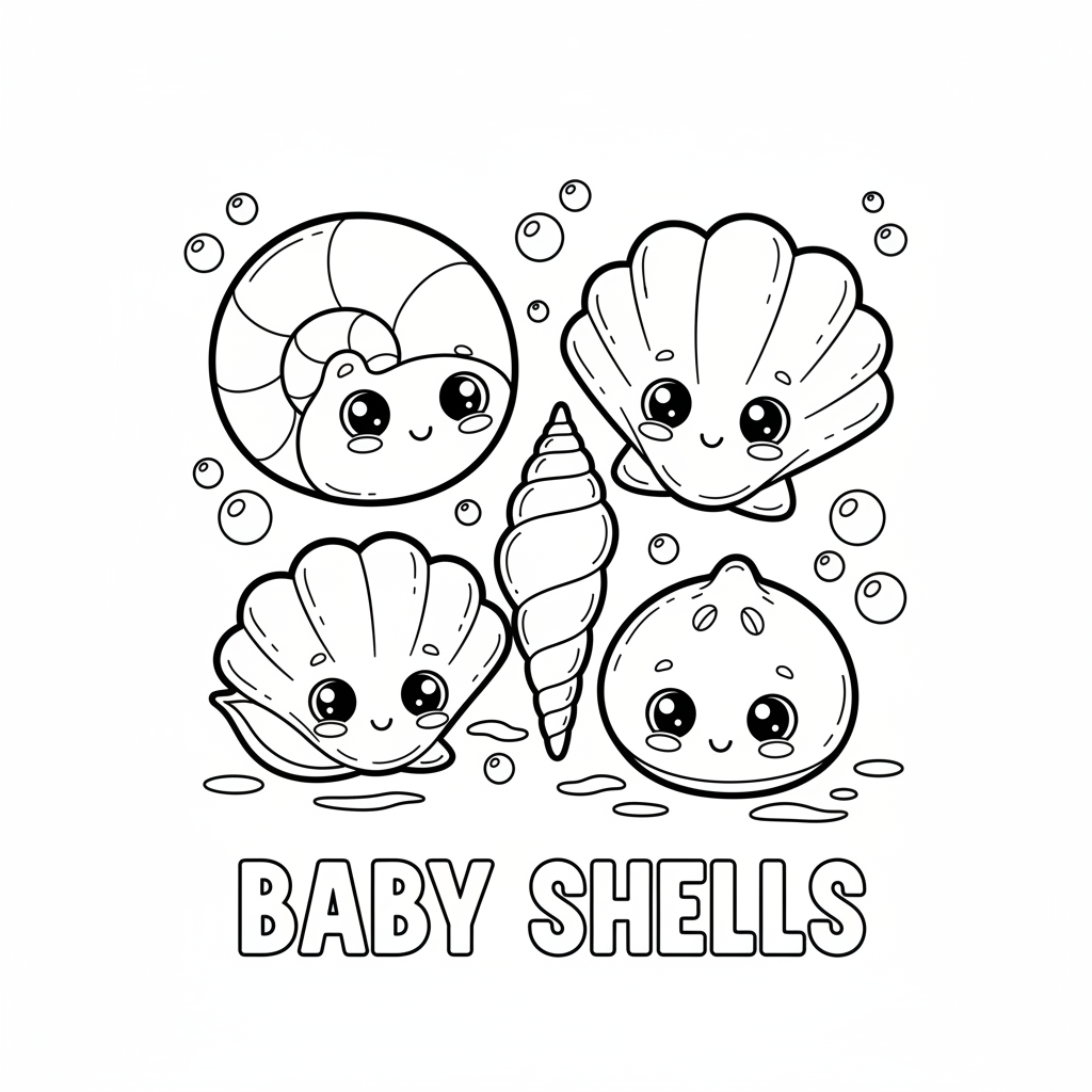 Baby Muscheln Ausmalbild