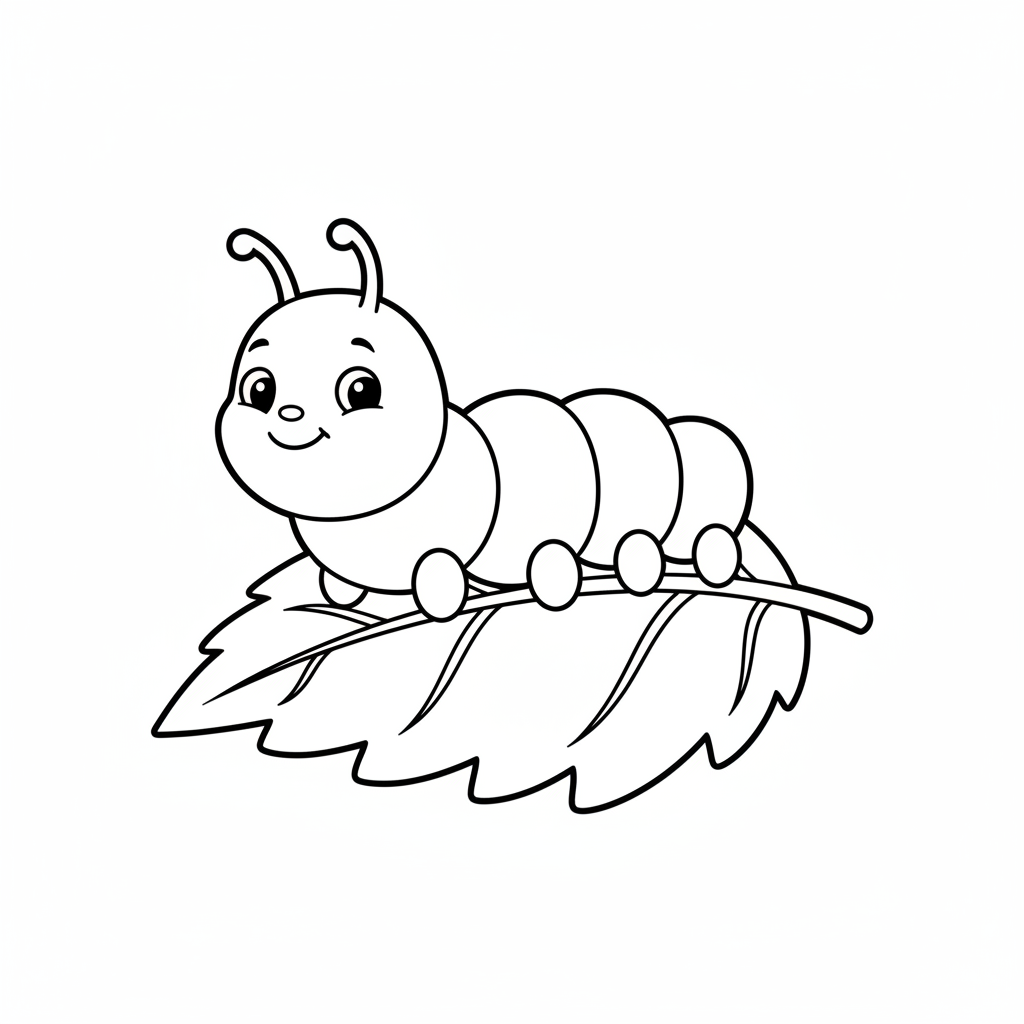 Caterpillar on Leaf Coloring Page