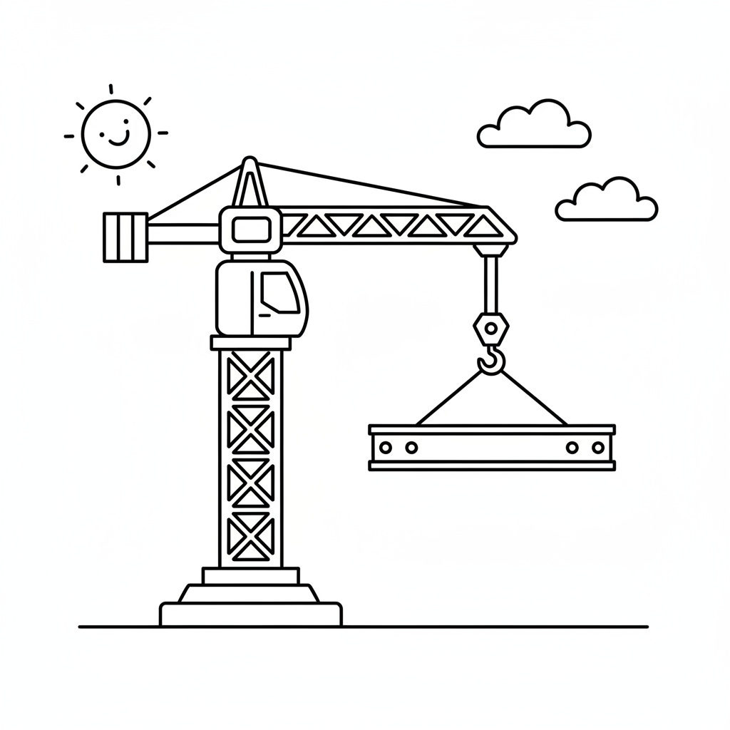 Kran hebt Traeger Ausmalbild