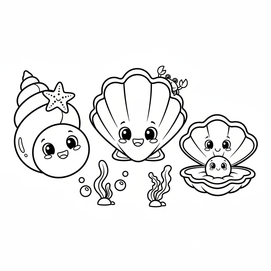 Friendly Muscheln Ausmalbild