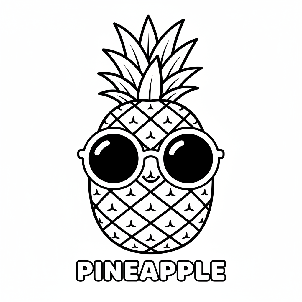Ananas mit Sonnenbrille Ausmalbild