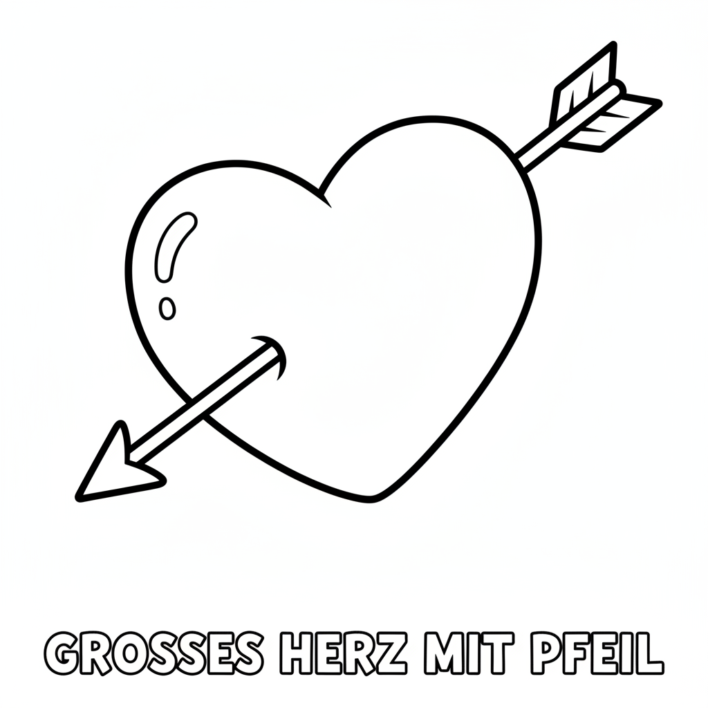 Großes Herz mit Pfeil Ausmalbild