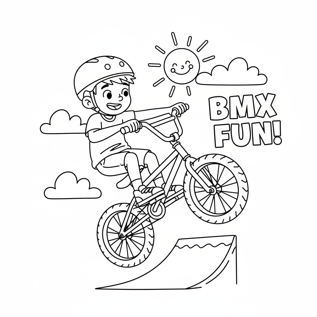 BMX Fahrrad Trick Ausmalbild