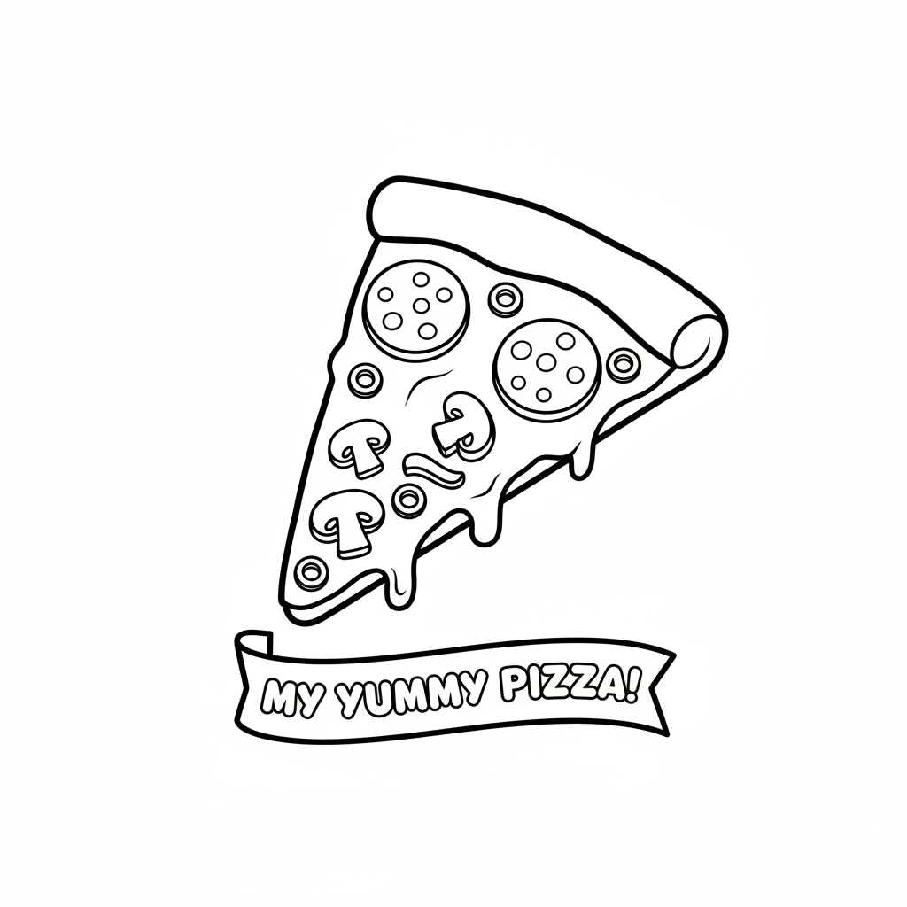 Pizza Stueck mit Belag Ausmalbild