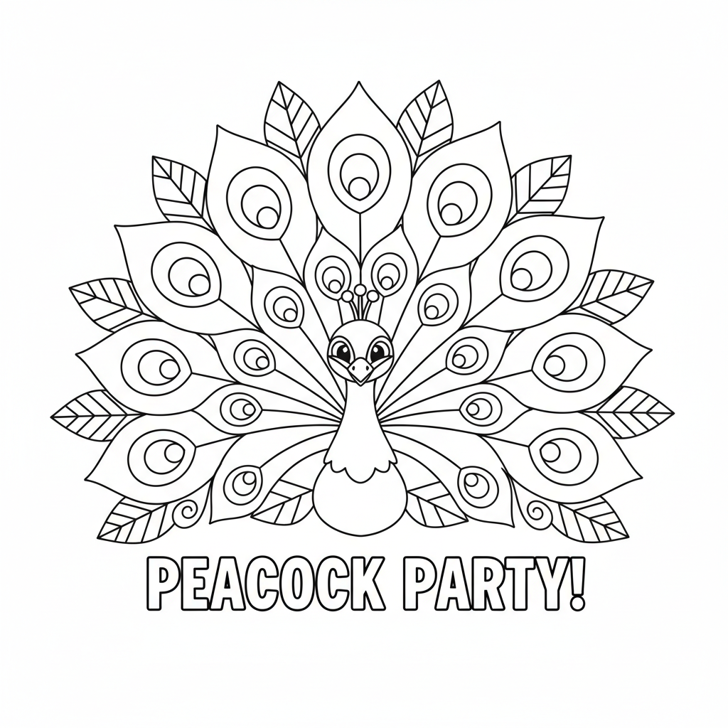 Peacock with Tail Feathers Coloring Page
