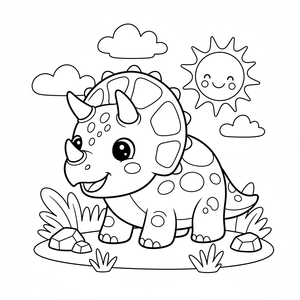 Süßes Baby Triceratops Ausmalbild