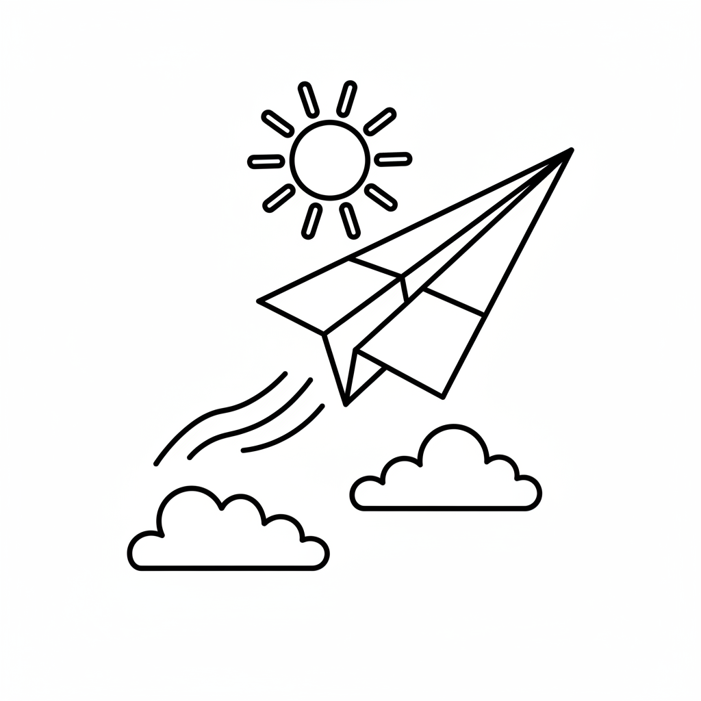 Fliegender Papierflieger Ausmalbild