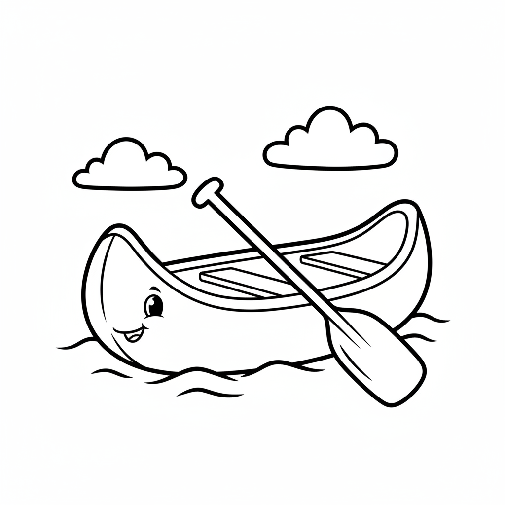 Kanu mit Paddel Ausmalbild