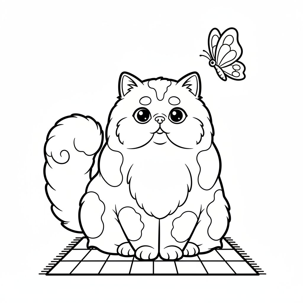 Flauschige Perserkatze Ausmalbild