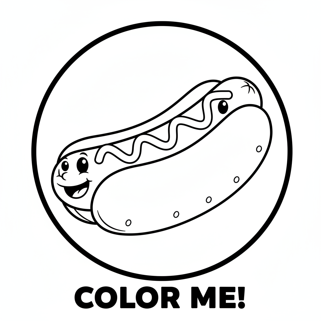 Hot Dog mit Senf Ausmalbild