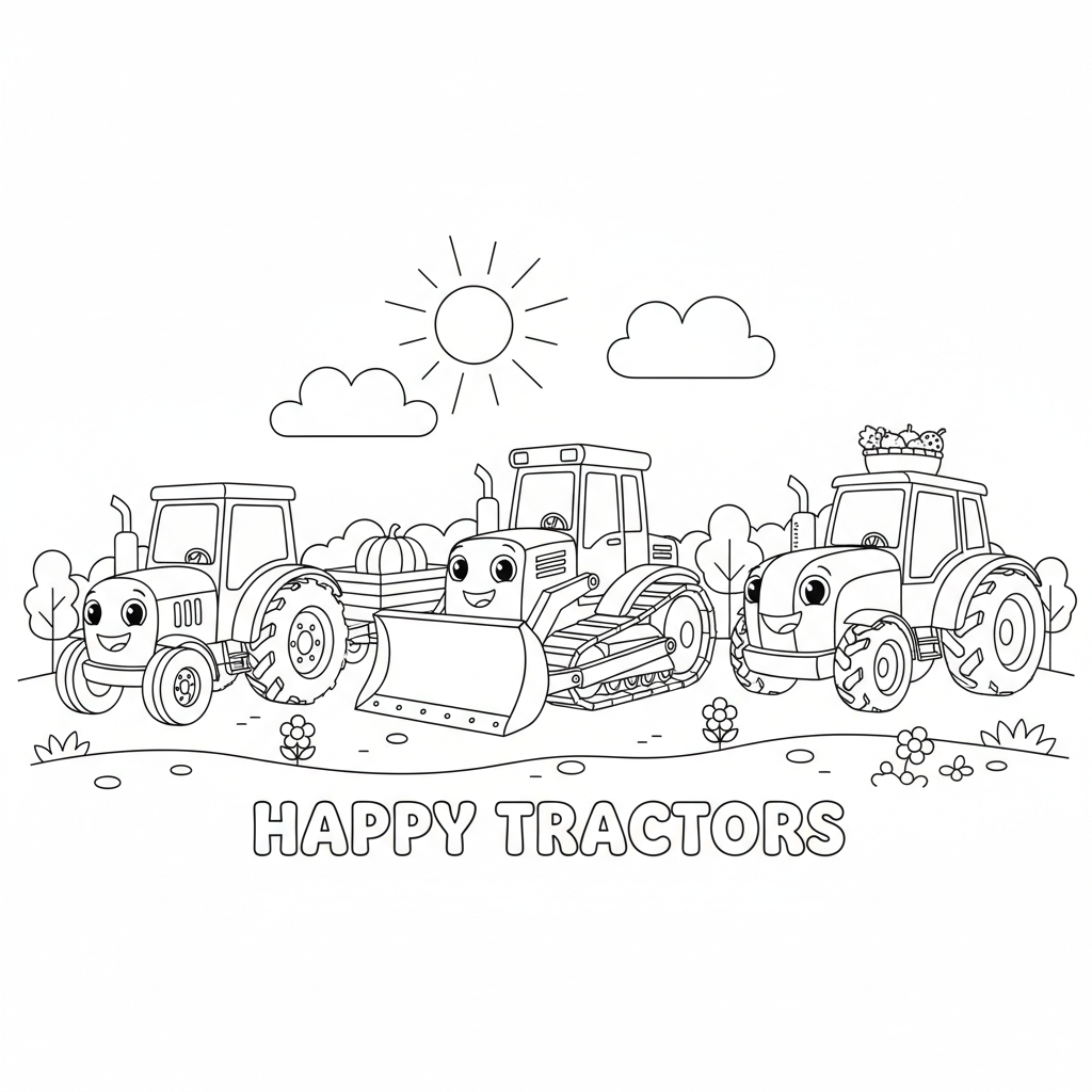 Happy Traktoren Ausmalbild