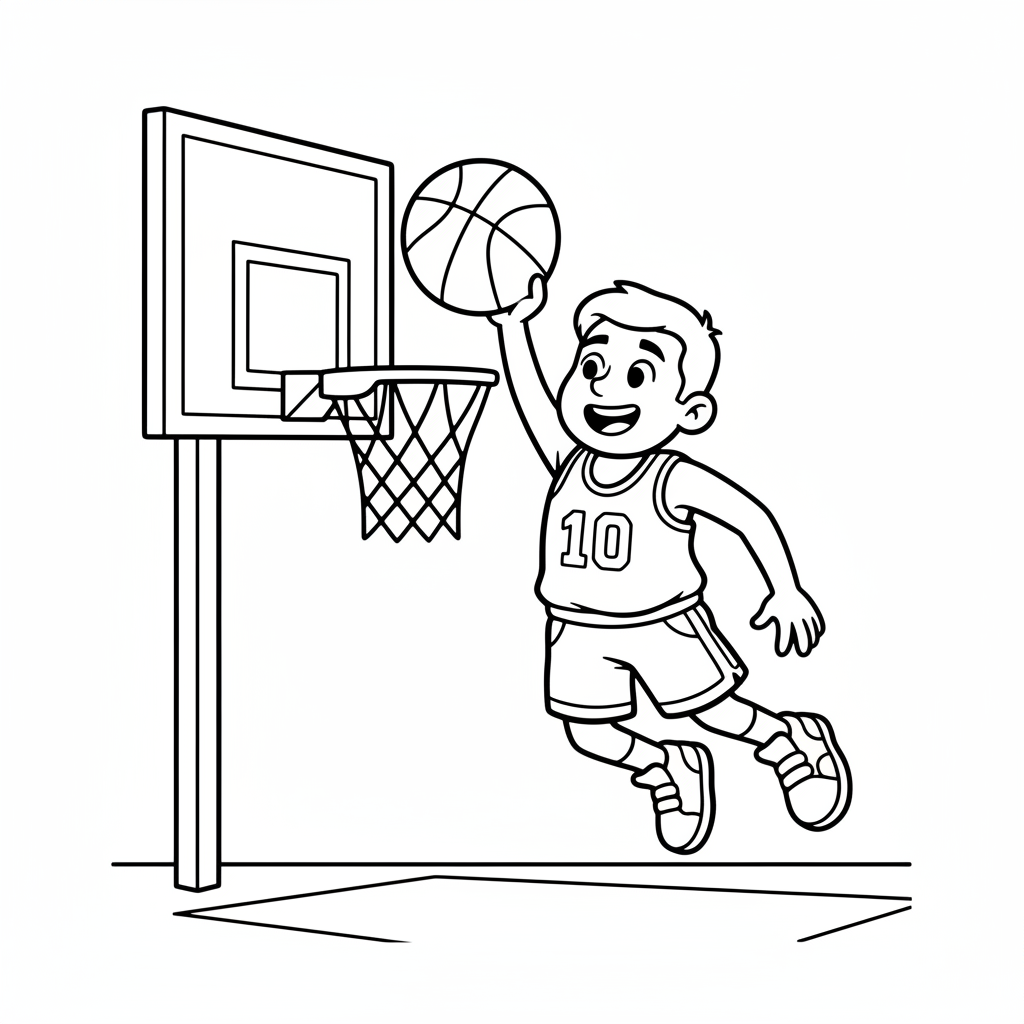 Basketballer beim Dunking Ausmalbild
