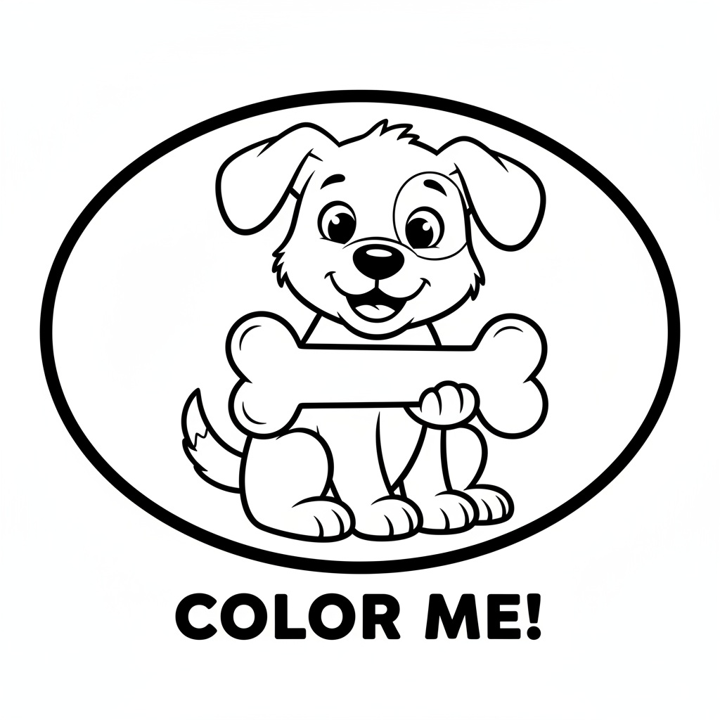 Hund mit Knochen Ausmalbild