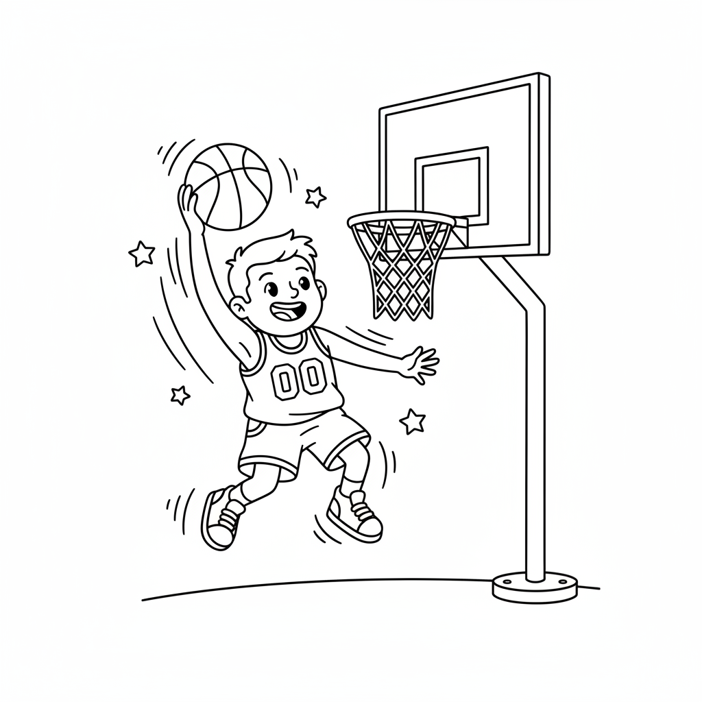Basketballspieler beim Dunking Ausmalbild