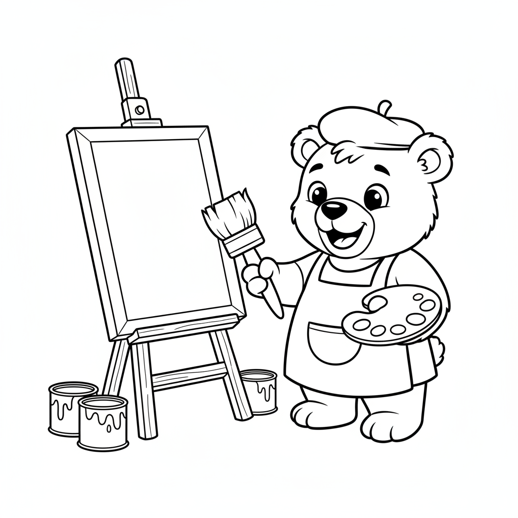 Maler mit Staffelei Ausmalbild