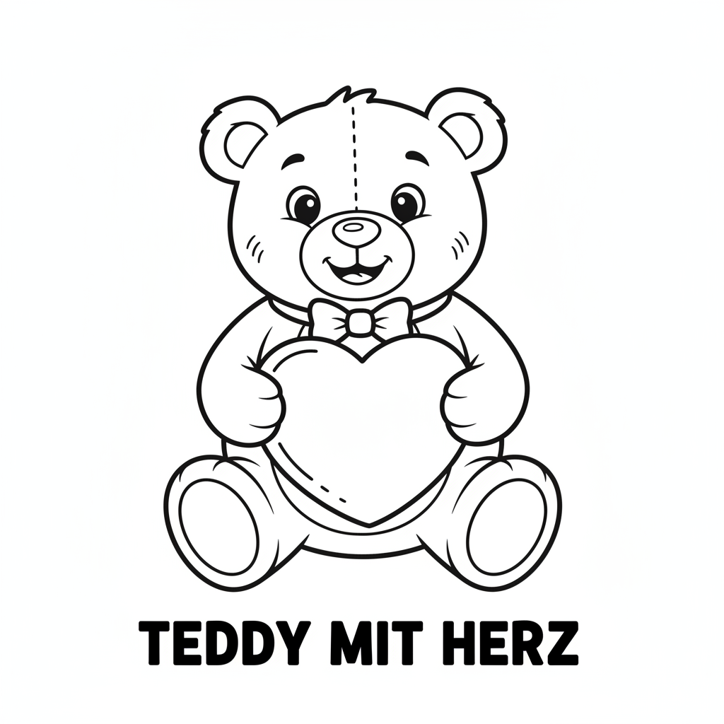 Teddy mit Herz Ausmalbild