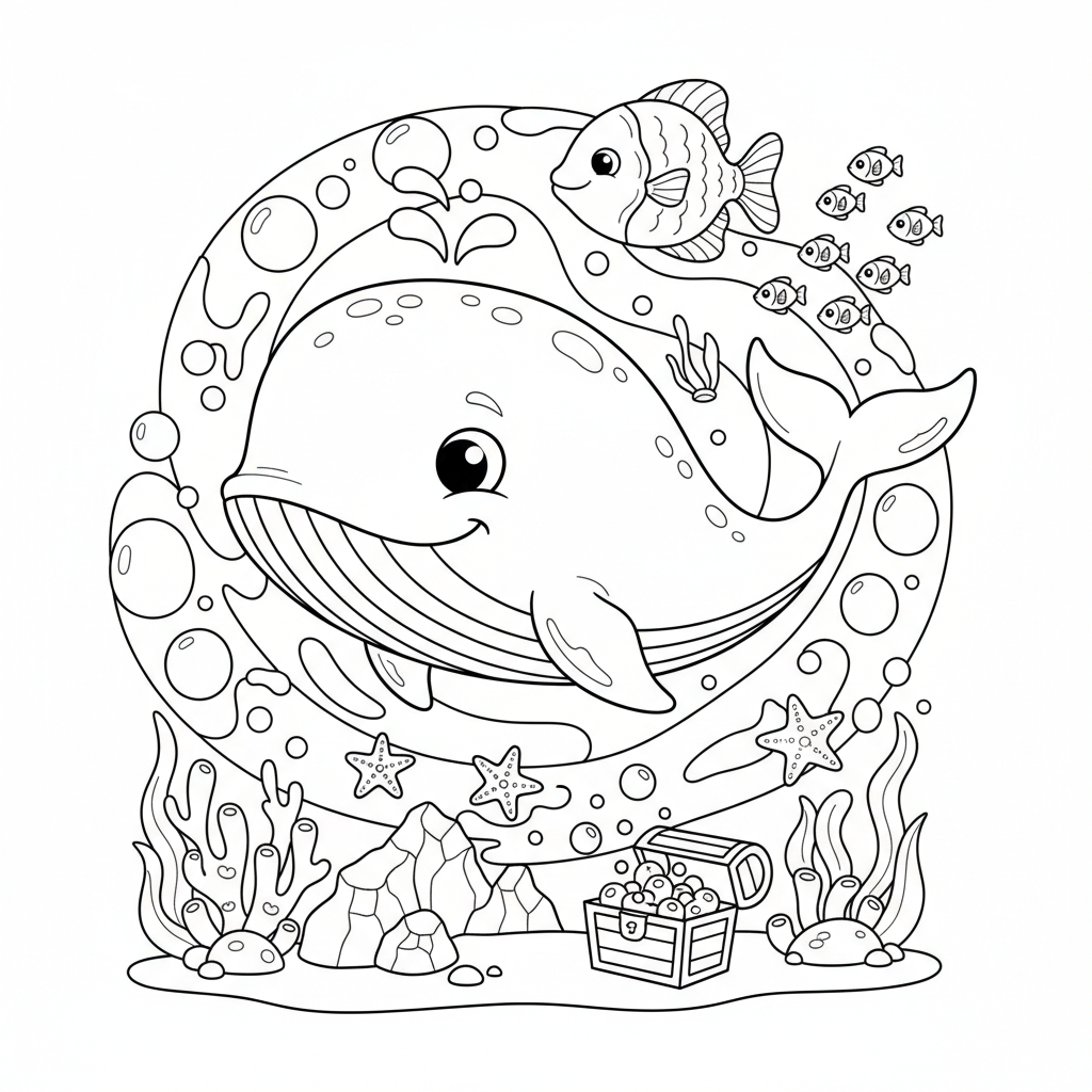 Wal im tiefen Ozean Ausmalbild