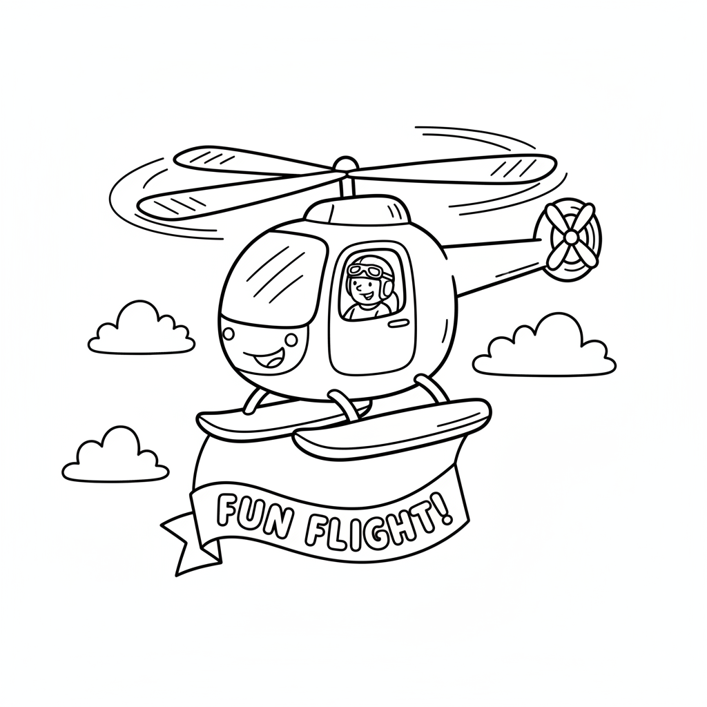 Fliegender Hubschrauber Ausmalbild