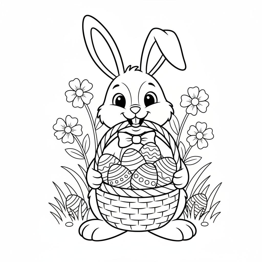 Osterhase mit Eierkorb Ausmalbild
