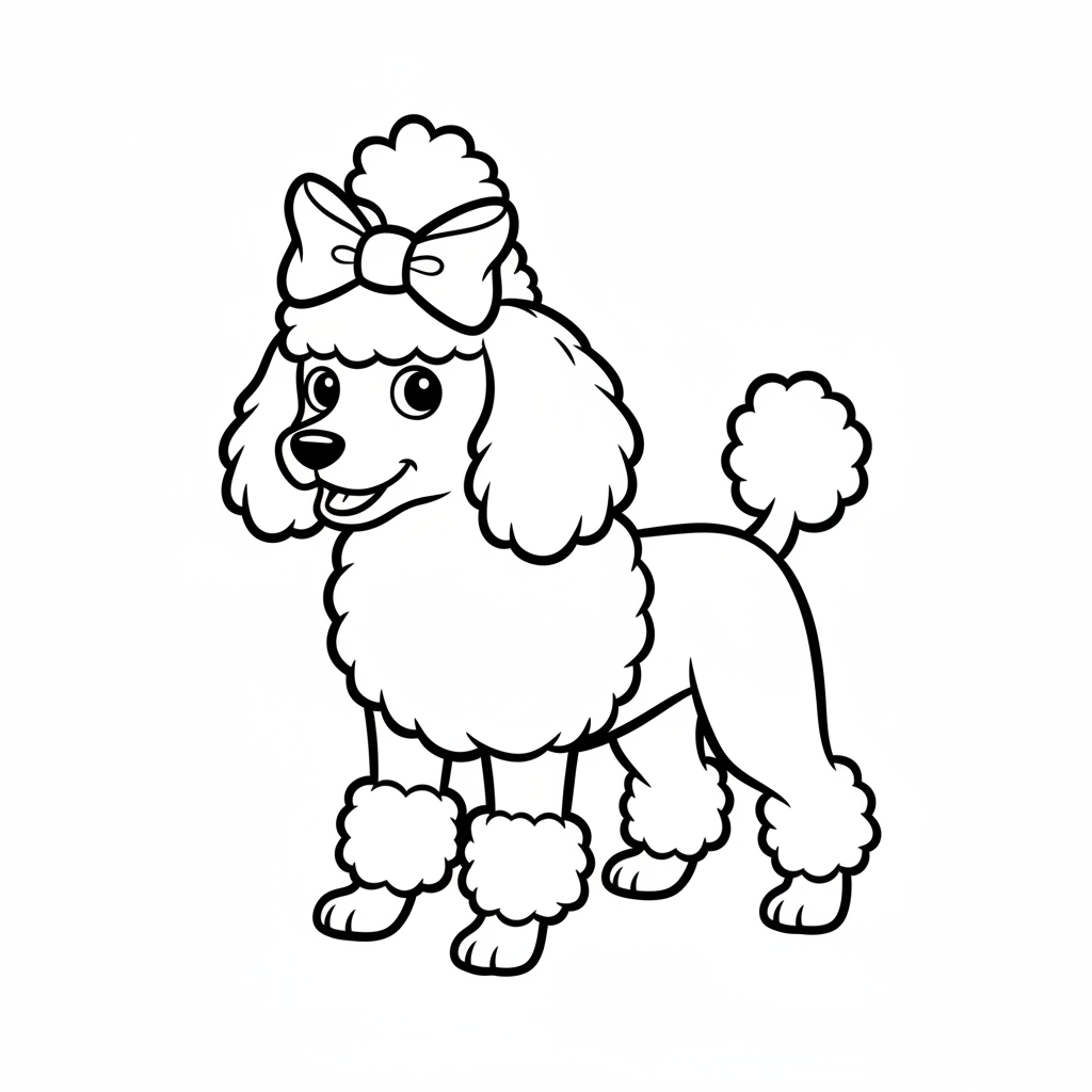 Pudel mit Schleife Ausmalbild