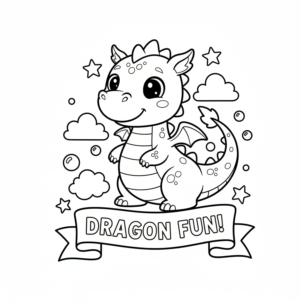 Cute Drachen Ausmalbild