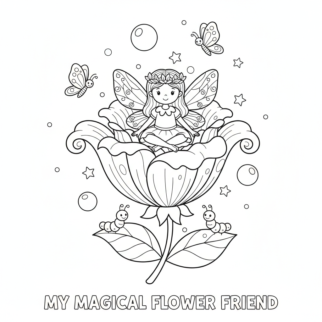 Kleine Fee in Blume Ausmalbild