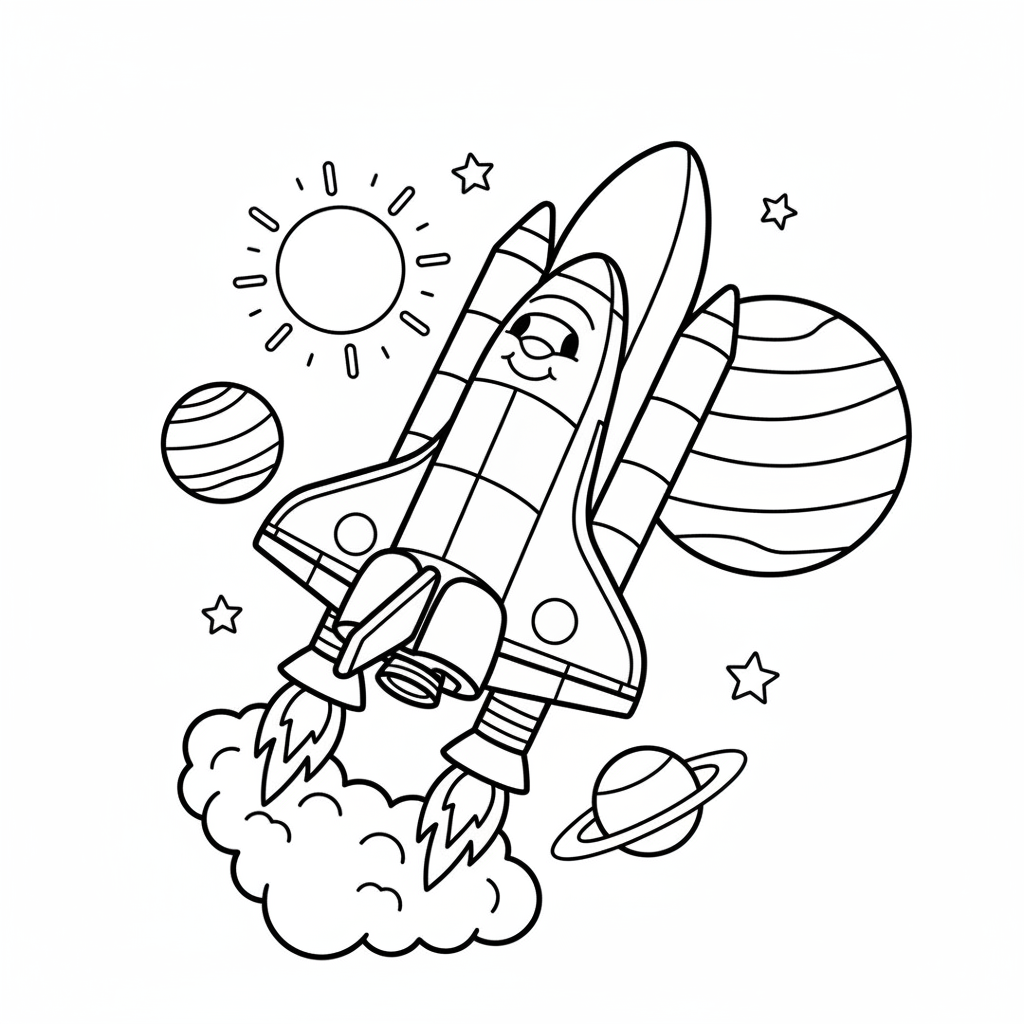 Space Shuttle fliegt Ausmalbild