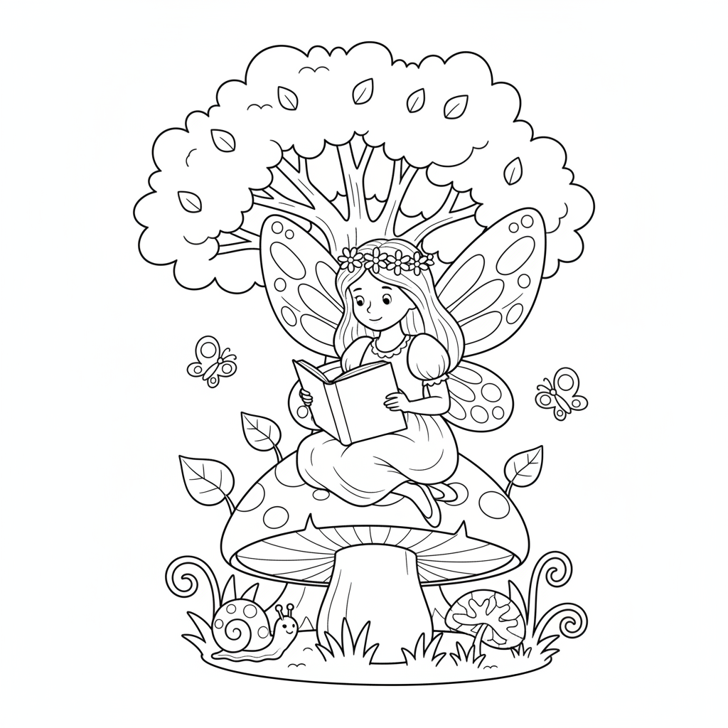Fee liest Buch Ausmalbild
