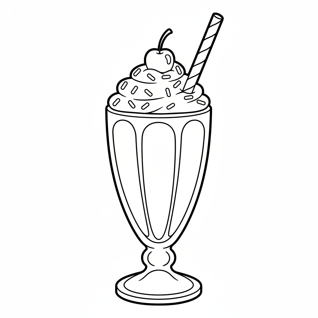 Milchshake mit Strohhalm Ausmalbild