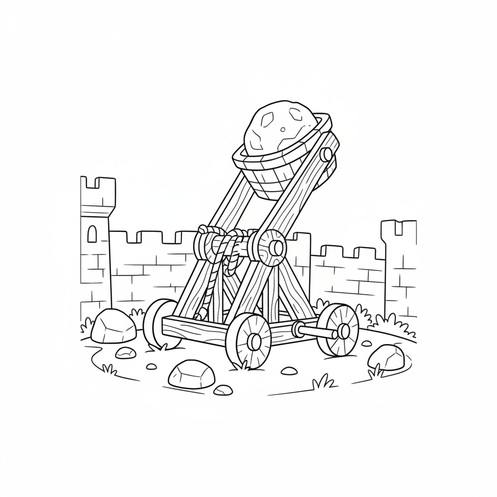 Katapult Belagerung Ausmalbild