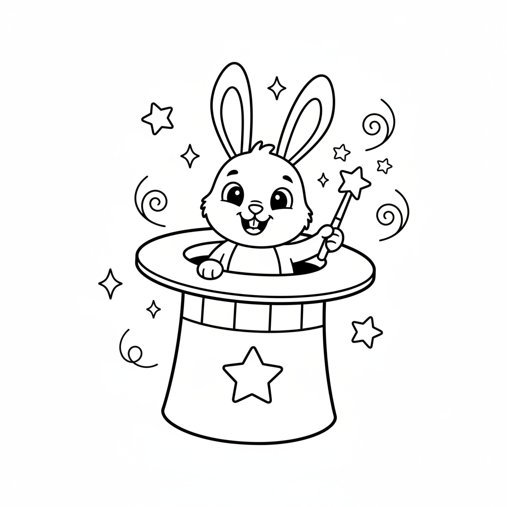 Zauberhut mit Kaninchen Ausmalbild