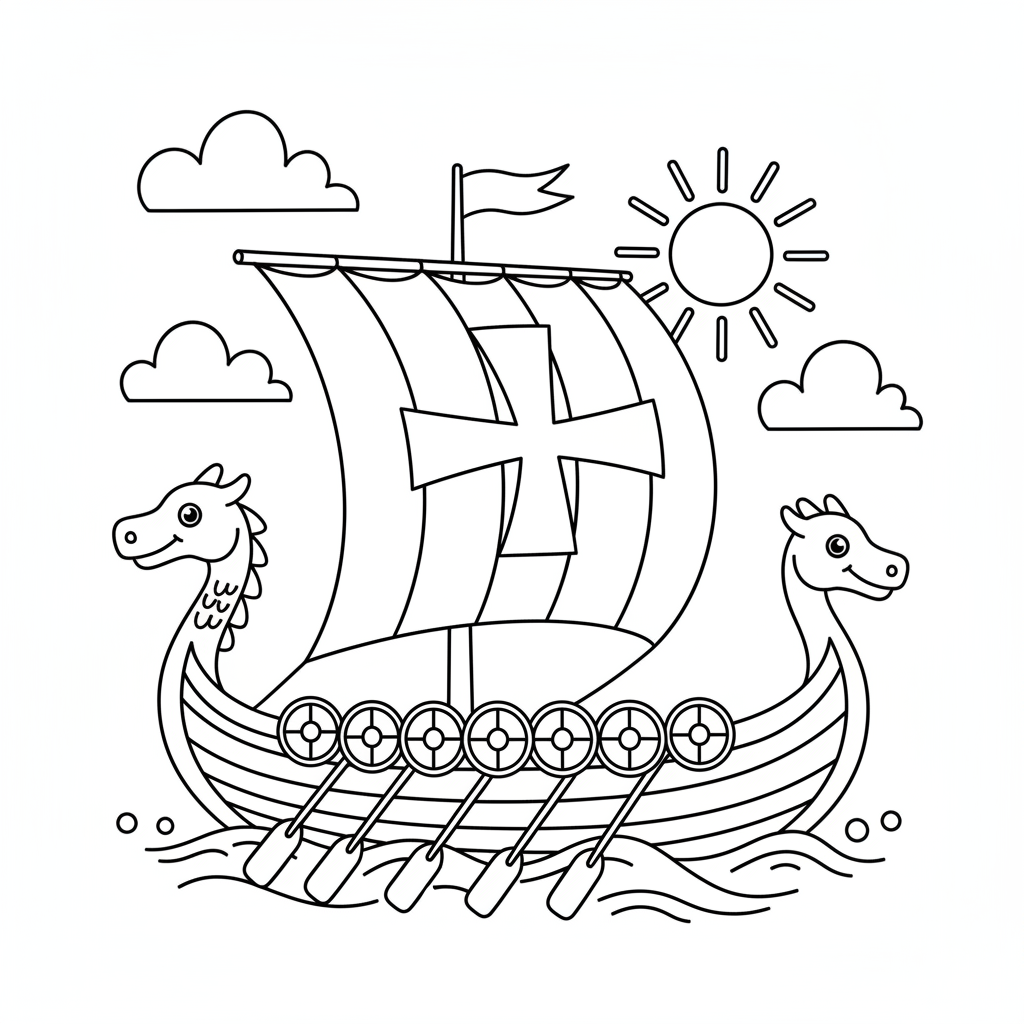 Wikingerschiff Ausmalbild