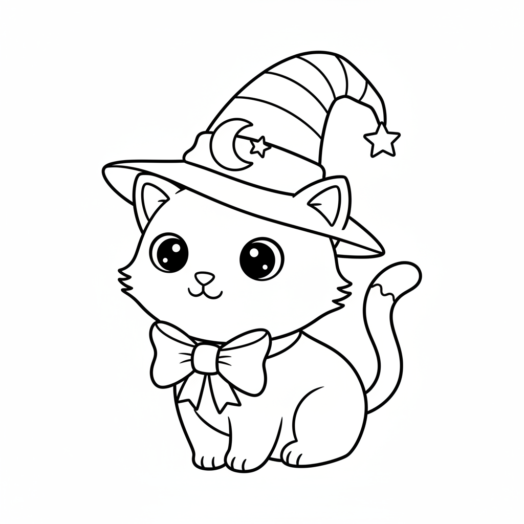 Katze mit Hut Ausmalbild