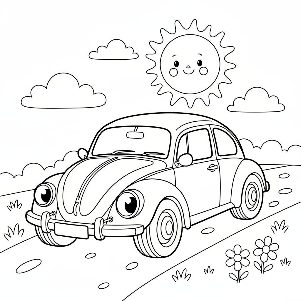 Süßer VW Kaefer Ausmalbild