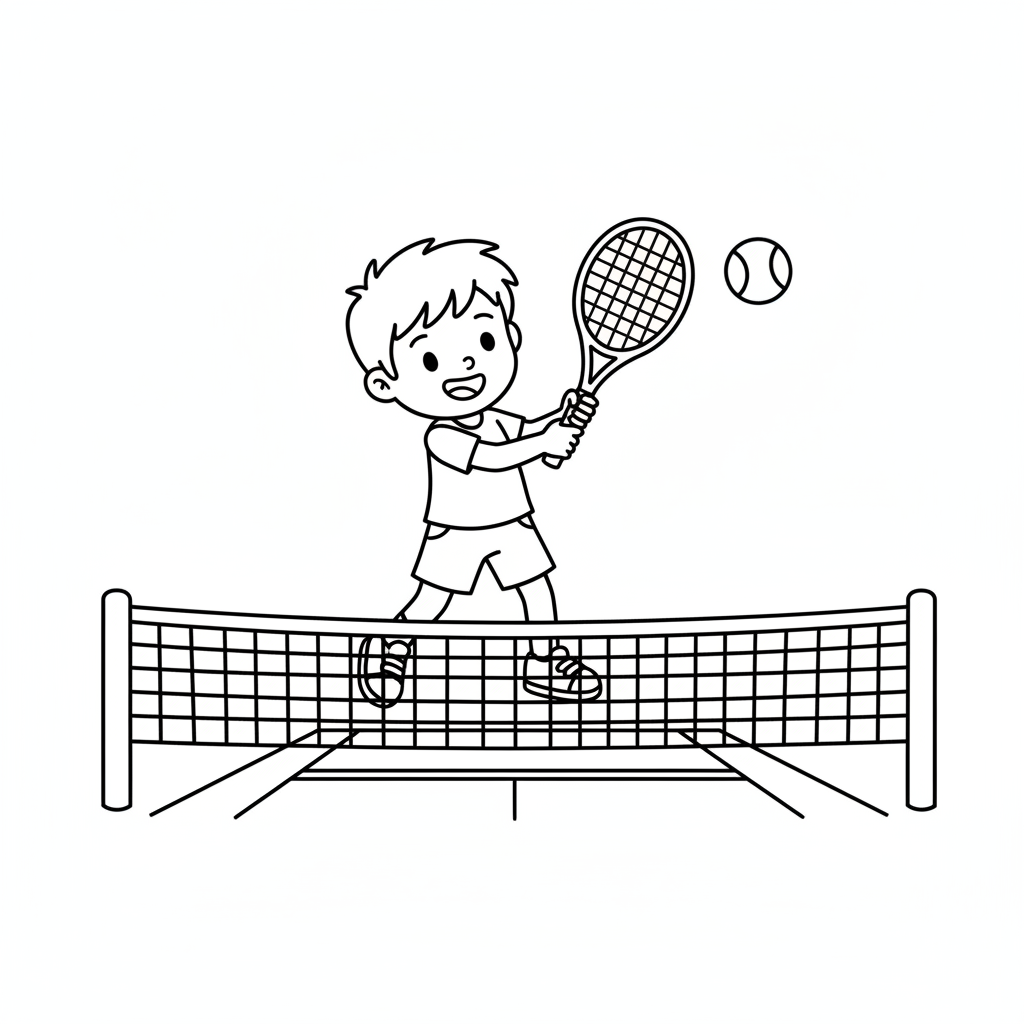 Tennisspieler schlaegt Ball Ausmalbild