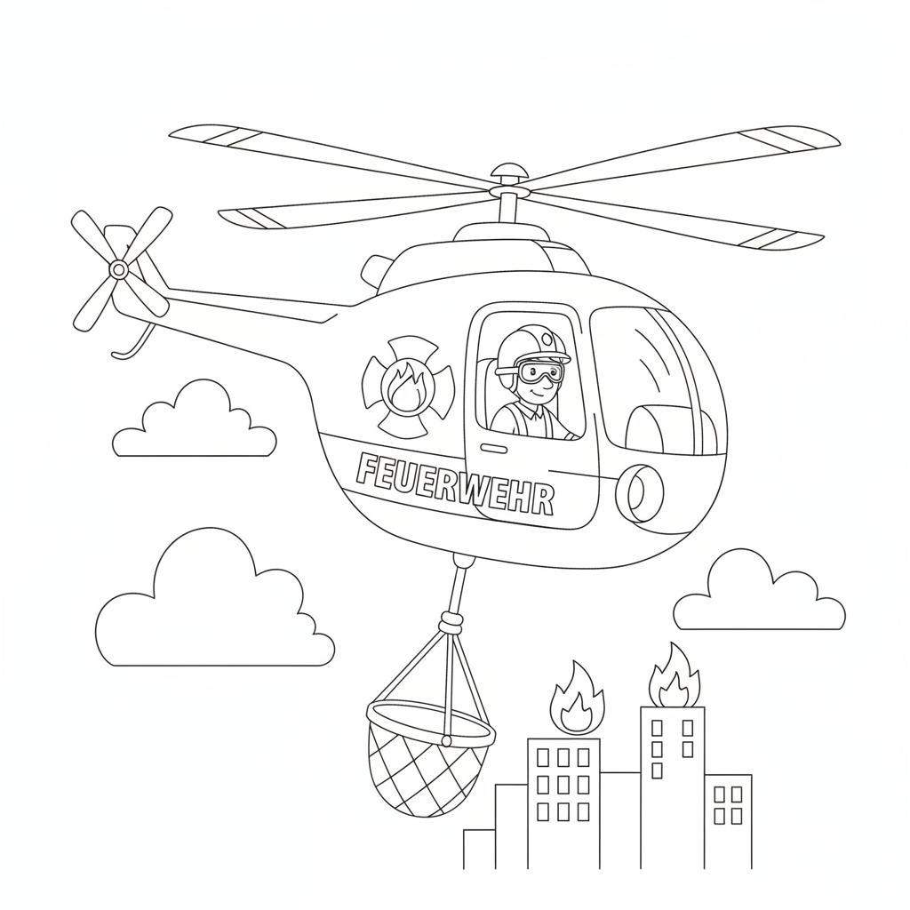 Feuerwehrhubschrauber Coloring Page