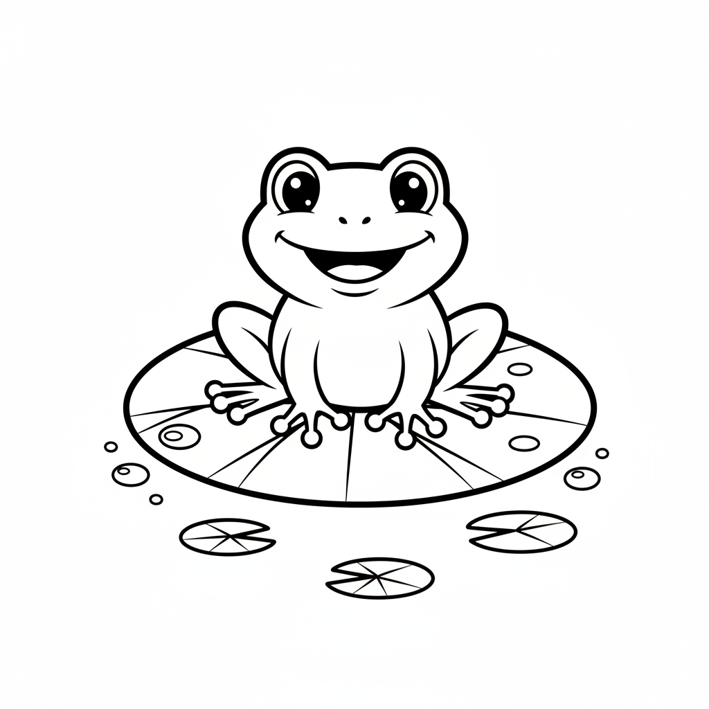 Frosch auf Seerosenblatt Ausmalbild